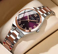 CURREN Women's Quartz Analog Watch Date Purple Dial Roman 2-Tone Steel Bracelet