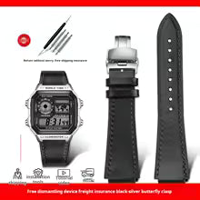 Retro Genuine Leather Strap For Casio Ae-1200 /1300 A158w A168 W-216h Ae1200 Vintage Watch Band Convex Mouth Men's Bracelet 18mm