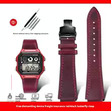 Retro Genuine Leather Strap For Casio Ae-1200 /1300 A158w A168 W-216h Ae1200 Vintage Watch Band Convex Mouth Men's Bracelet 18mm