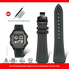 Retro Genuine Leather Strap For Casio Ae-1200 /1300 A158w A168 W-216h Ae1200 Vintage Watch Band Convex Mouth Men's Bracelet 18mm