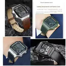 Retro Genuine Leather Strap For Casio Ae-1200 /1300 A158w A168 W-216h Ae1200 Vintage Watch Band Convex Mouth Men's Bracelet 18mm