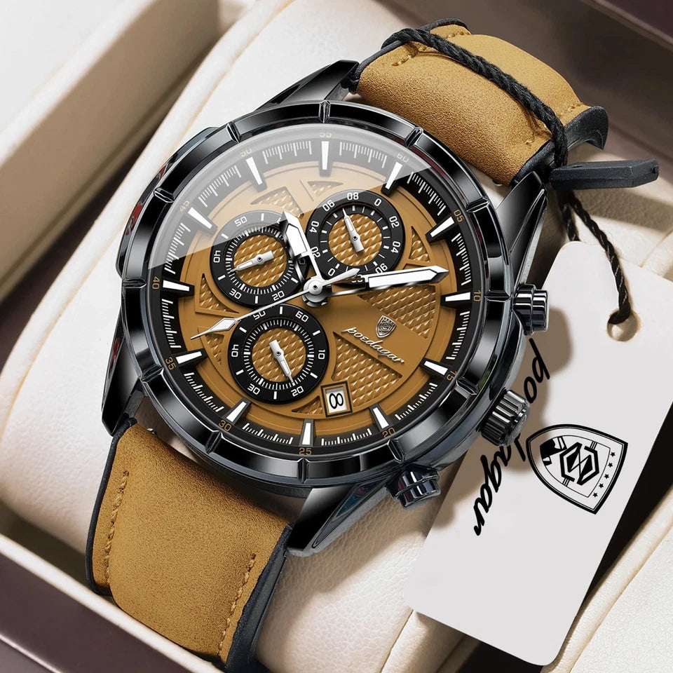 POEDAGAR Men's Quartz Waterproof Watch
