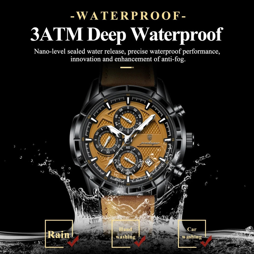 POEDAGAR Men's Quartz Waterproof Watch